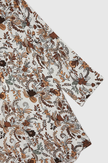 Wiskozowa koszula z kwiatowym wzorem beżowa