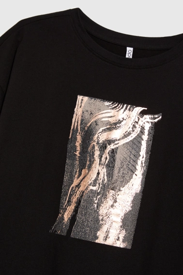 Bawełniany t-shirt z nadrukiem czarny