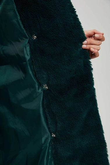 Długa kurtka z kapturem szmaragdowa