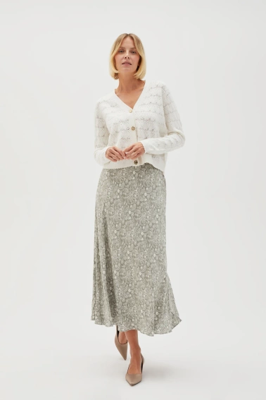 Wiskozowa spódnica midi oliwkowa