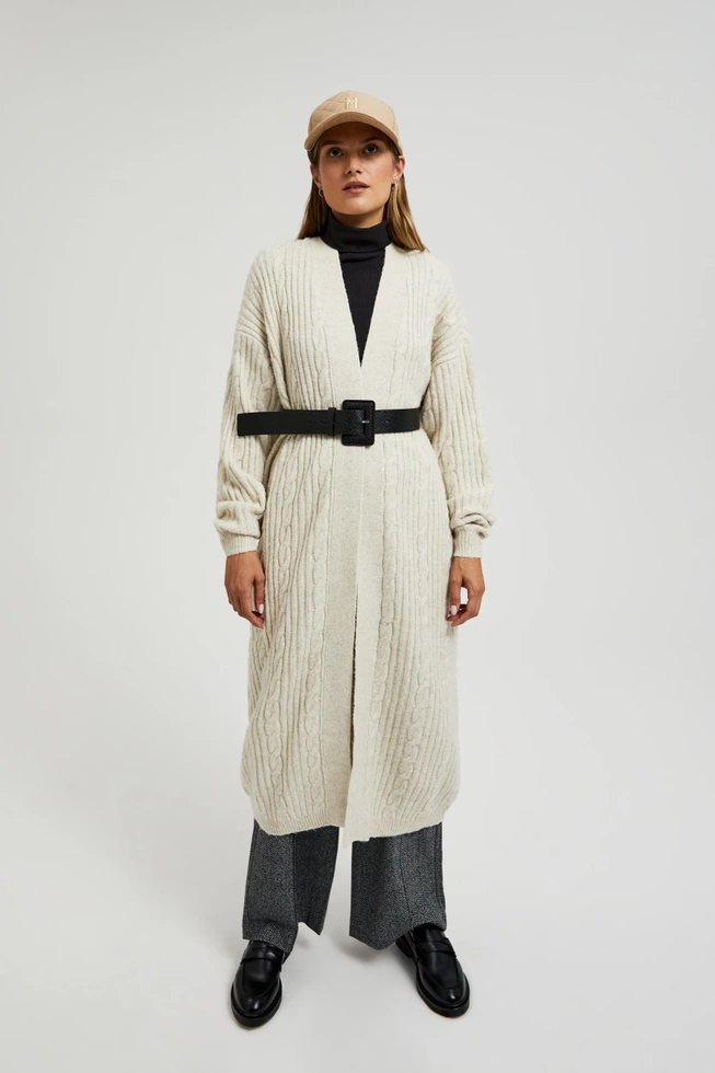 Długi kardigan beżowy