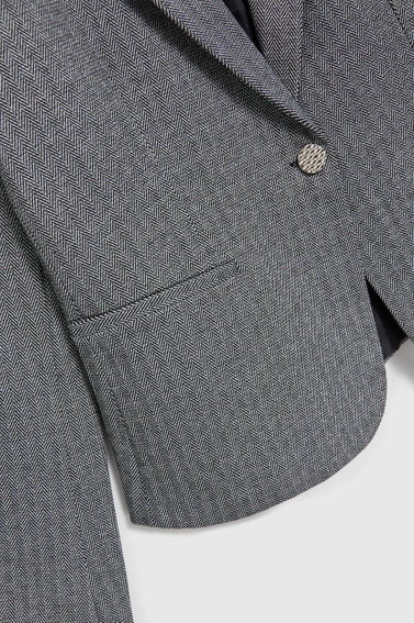 Jednorzędowa elegancka marynarka z długimi rękawami szara