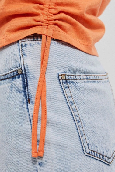 Bawełniana bluzka ze ściągaczem łososiowa