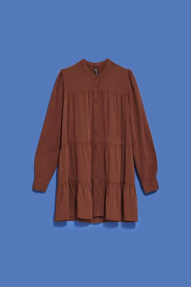 Koszula z falbaną kasztanowa