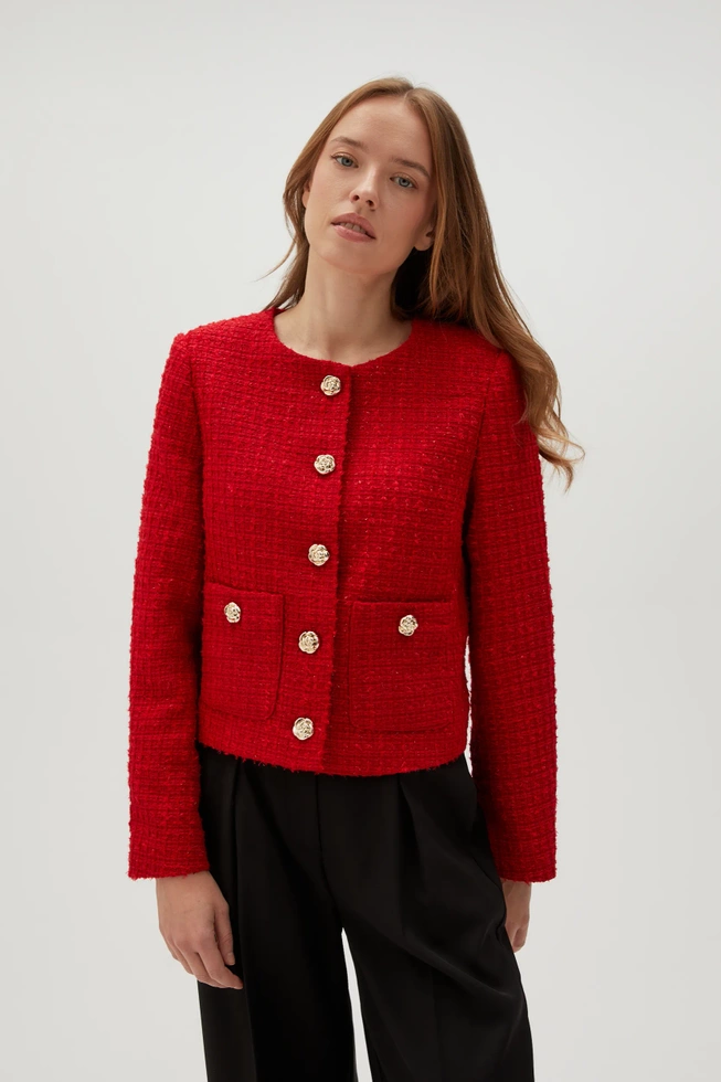 Marynarka z guzikami w kolorze złotym czerwona