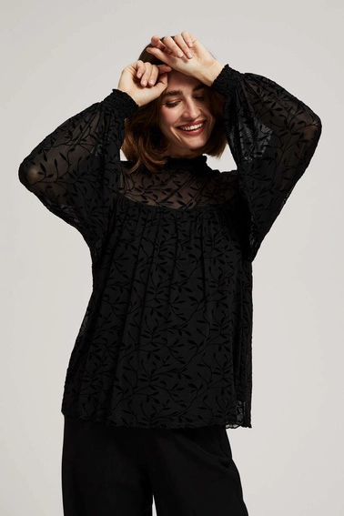 Koszula z bufiastymi rękawami czarna