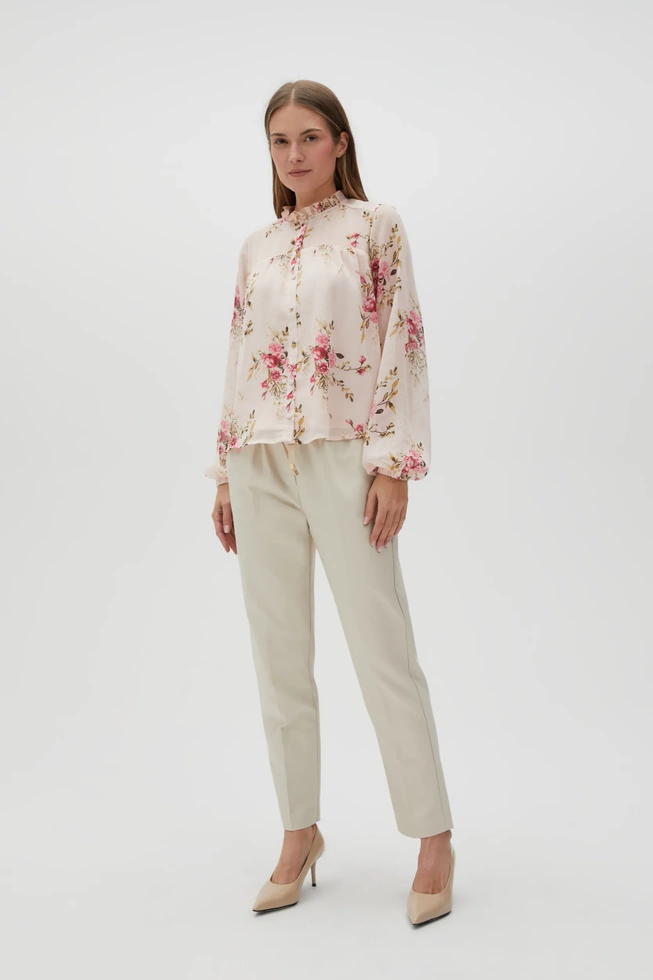 Spodnie z prostymi nogawkami w kant beżowe