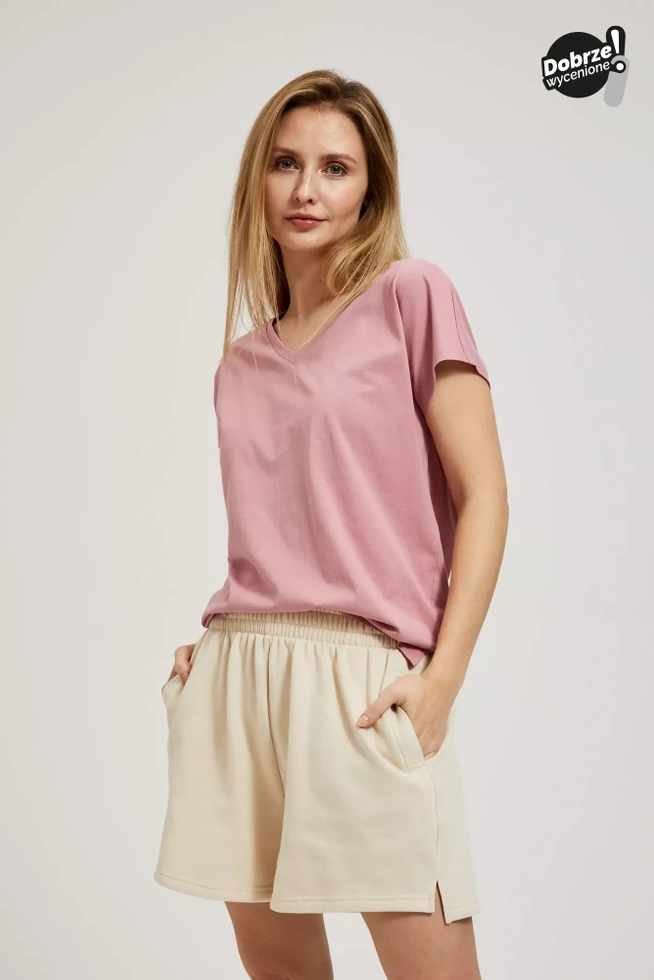 Bluzka z dekoltem w serek różowa