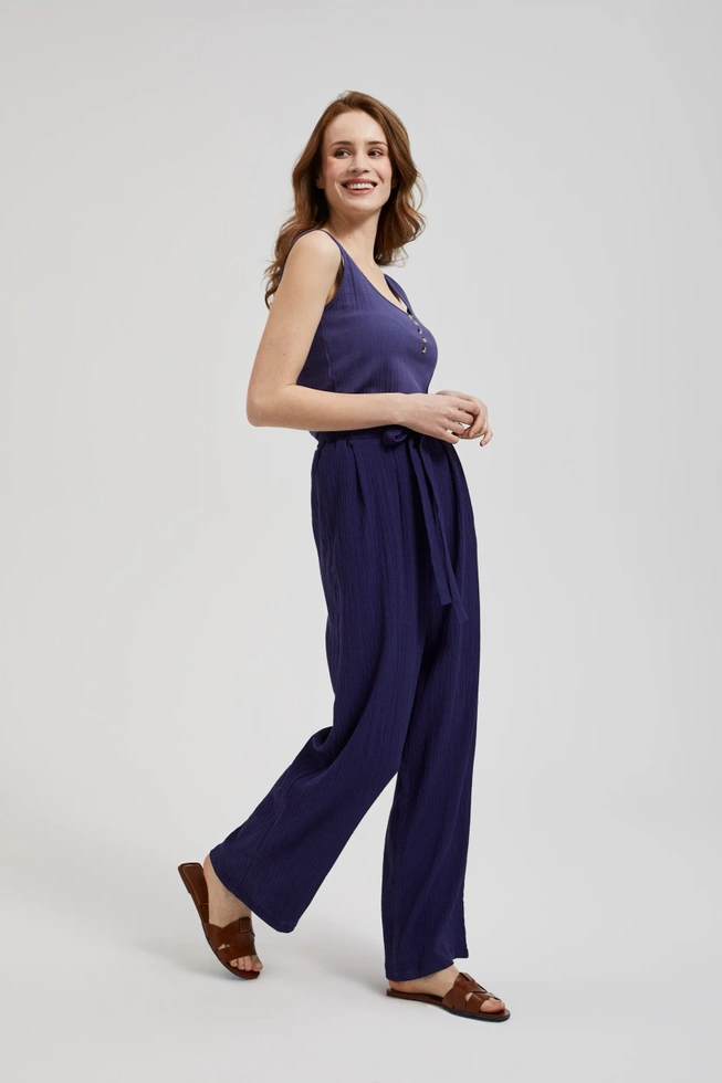 Spodnie z szerokimi nogawkami i wiązaniem fioletowe