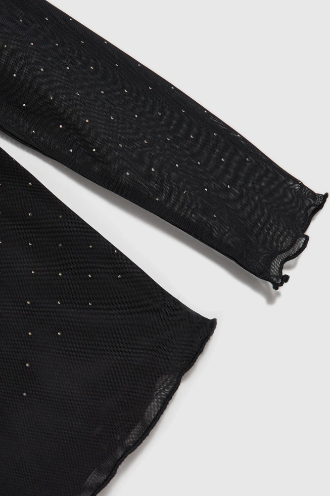 Bluzka z przezroczystymi rękawami czarna