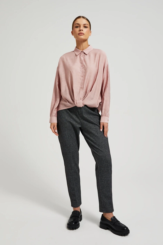 Koszula z asymetrycznym dołem różowa