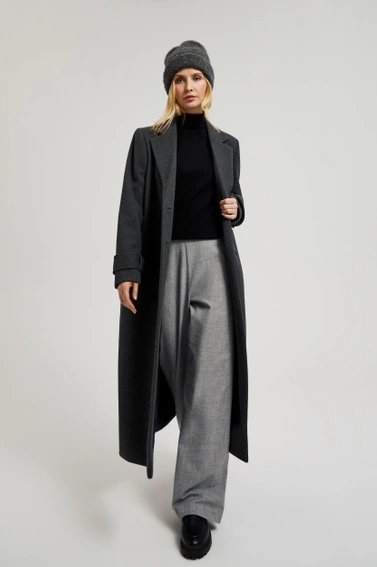 Garniturowe spodnie z prostymi nogawkami szare