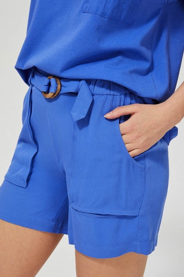 Szorty z wiskozy błękitne