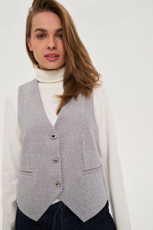 Kamizelka z ozdobnymi guzikami szara