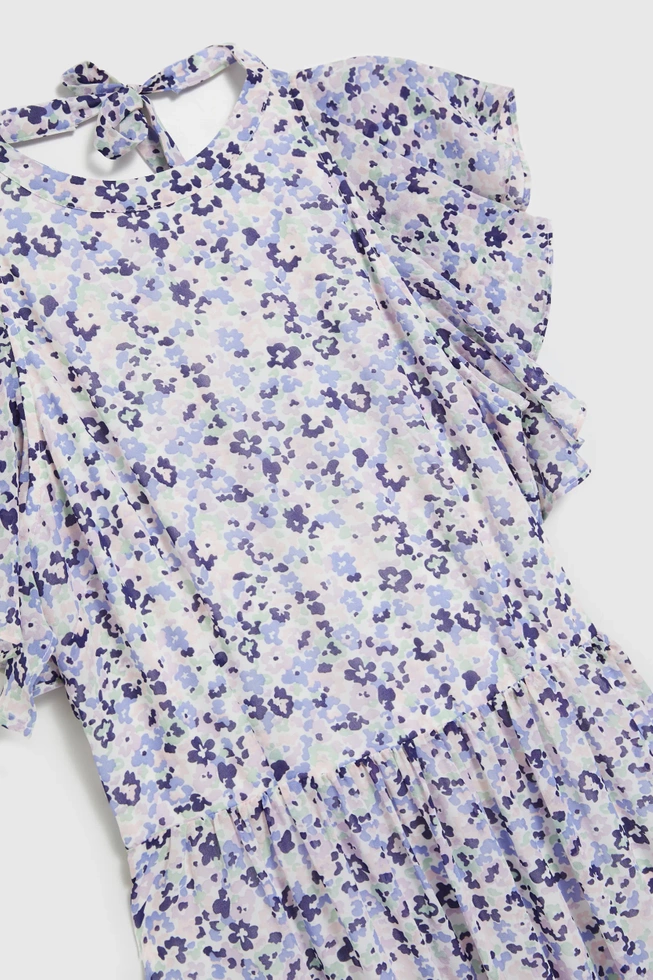 Sukienka maxi w kwiaty błękitna