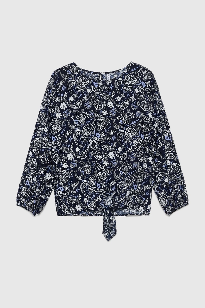 Wiskozowa koszula z wzorem paisley granatowa