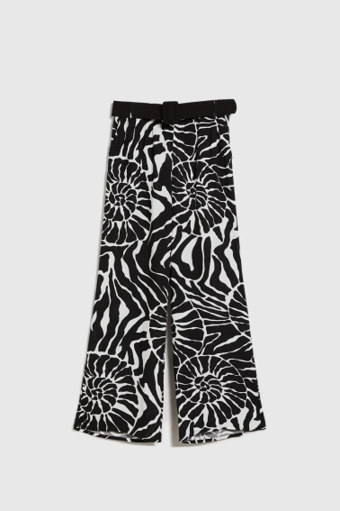 Wiskozowe spodnie z paskiem czarne