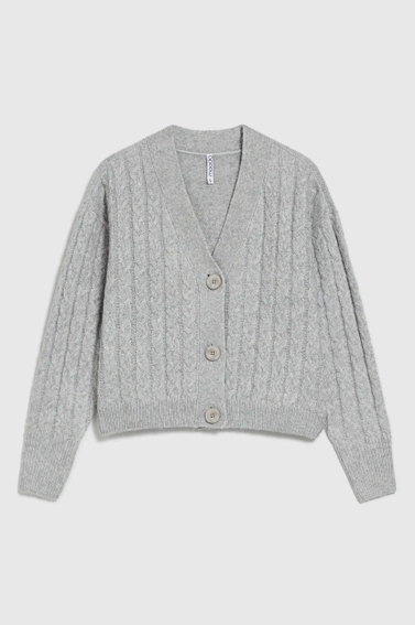 Kardigan z ozdobnym splotem szary