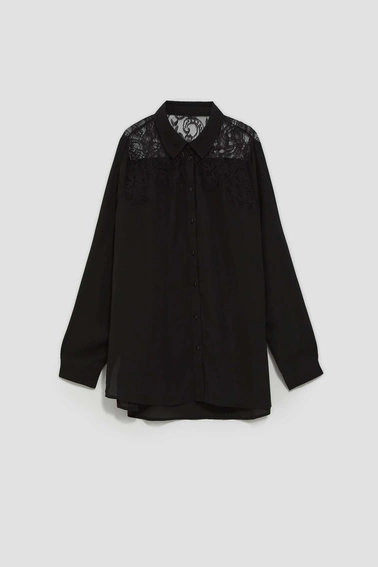 Koszula z koronką na ramionach czarna