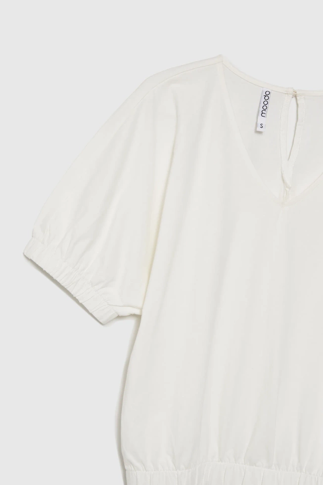 Bawełniana bluzka z bufiastymi rękawami biała
