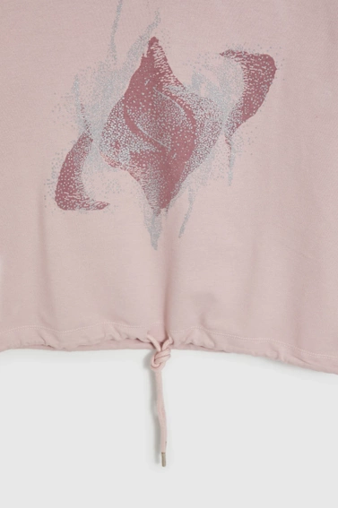 Bluza z nadrukiem i wiązaniem różowa 