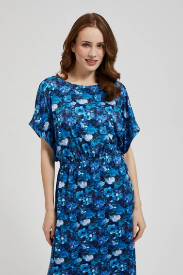 Sukienka maxi w tropikalny wzór niebieska