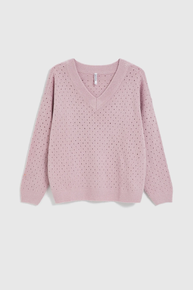 Ażurowy sweter różowy