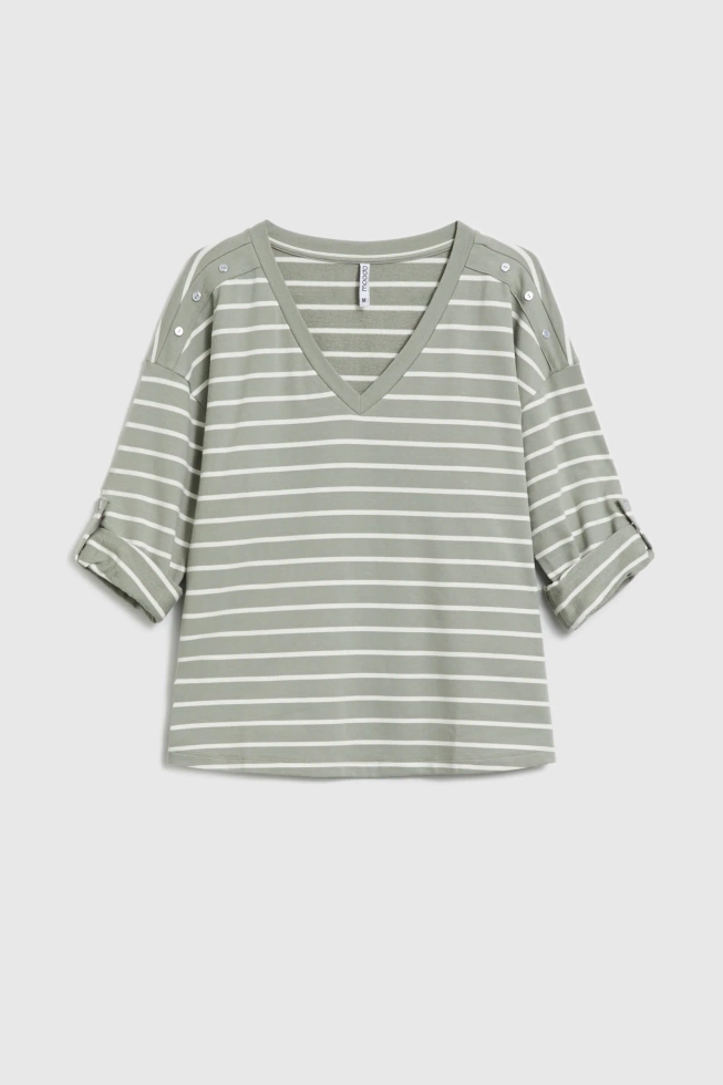 Bluza w paski oliwkowa