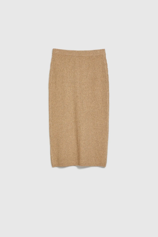 Spódnica dzianinowa midi beżowa
