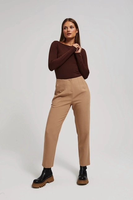 Spodnie z prostą nogawką ciemnobeżowe