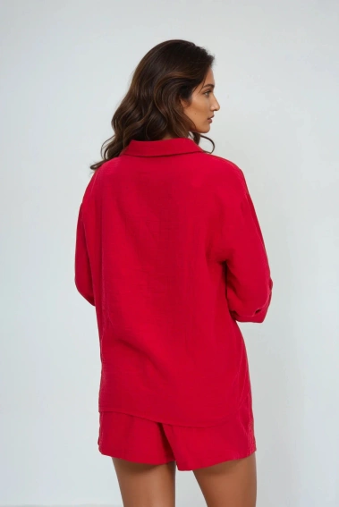 Koszula z bawełny czerwona