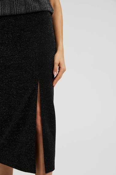 Spódnica midi z rozcięciem czarna