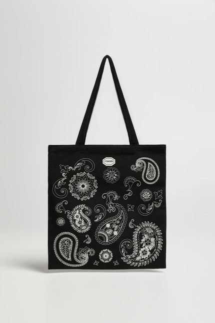 Torba shopper z nadrukiem czarna