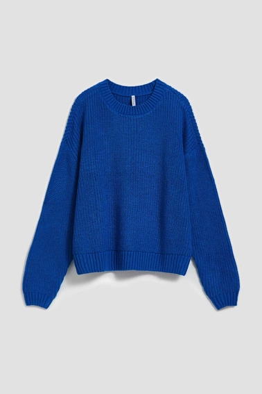 Sweter z okrągłym dekoltem lazurowy