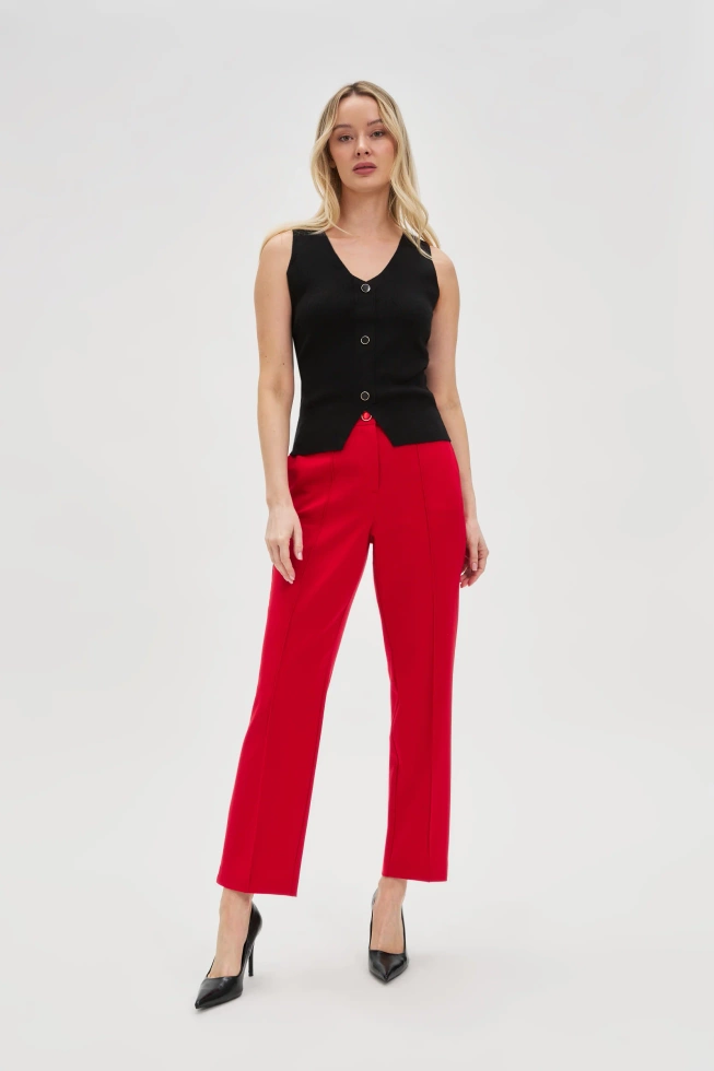 Dopasowany top z ozdobnymi guzikami czarny