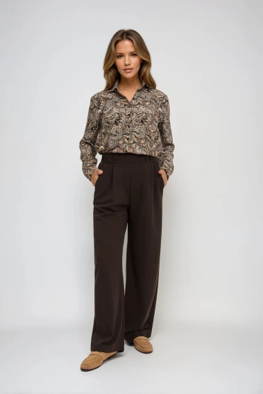 Wzorzysta koszula brązowa