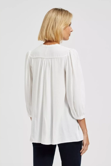 Koszula zapinana na guziki z wiązanym dekoltem biała