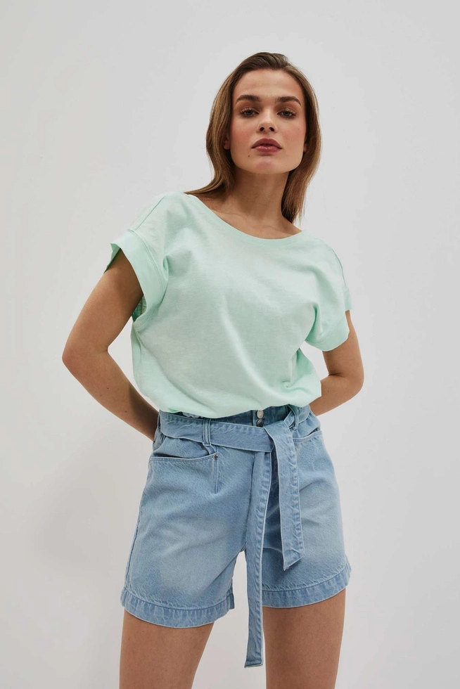 T-shirt z odkrytymi plecami miętowy