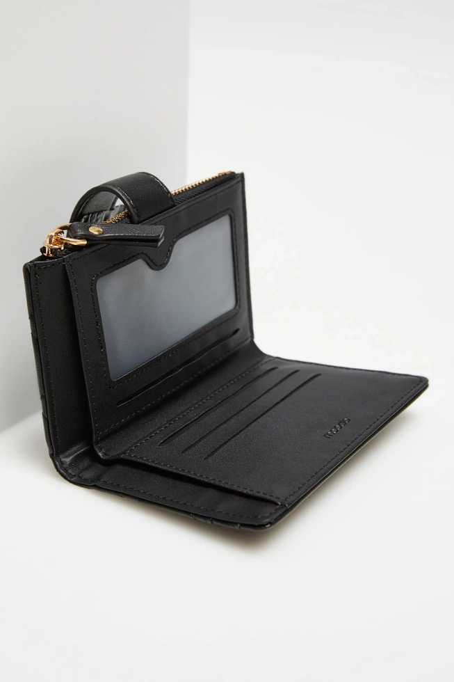 Mały pikowany portfel czarny