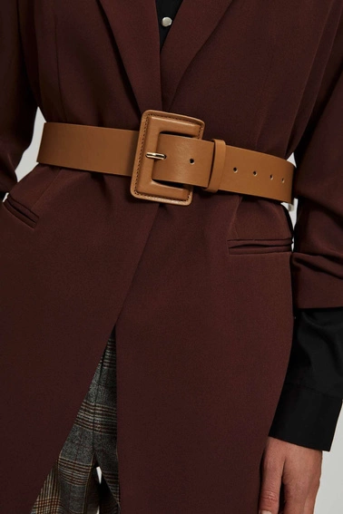 Szeroki pasek ciemnobeżowy