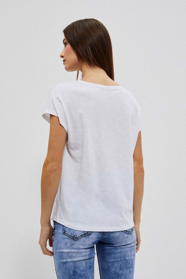 T-shirt z nadrukiem kwiatów biały