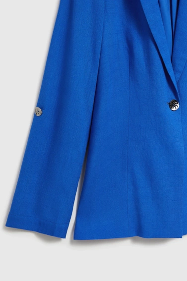 Lniana marynarka z rękawami 3/4 niebieska