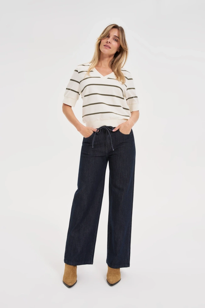 Jeansy z szerokimi nogawkami granatowe