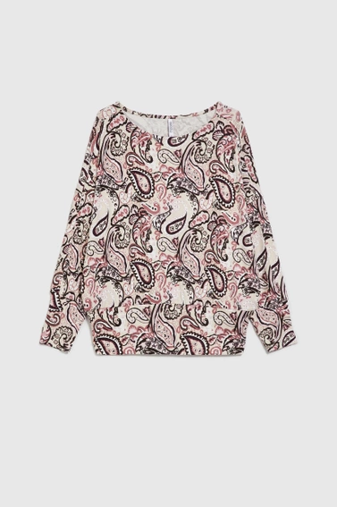 Wzorzysty sweter z długimi rękawami beżowy