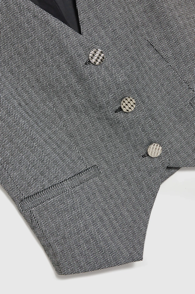 Elegancka kamizelka z guzikami w kolorze srebrnym szara