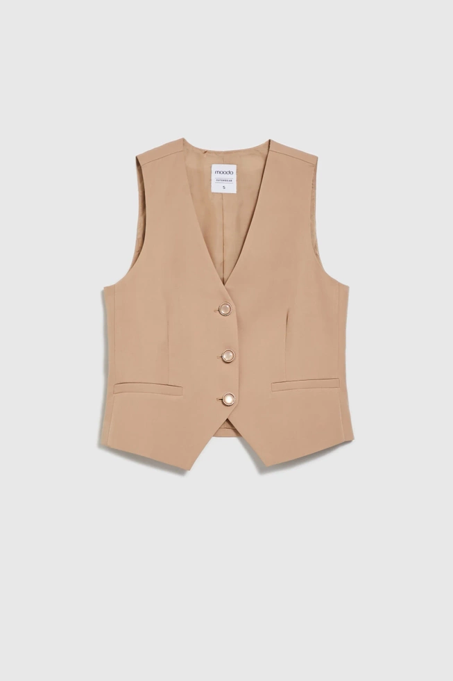Kamizelka z ozdobnymi guzikami beżowa
