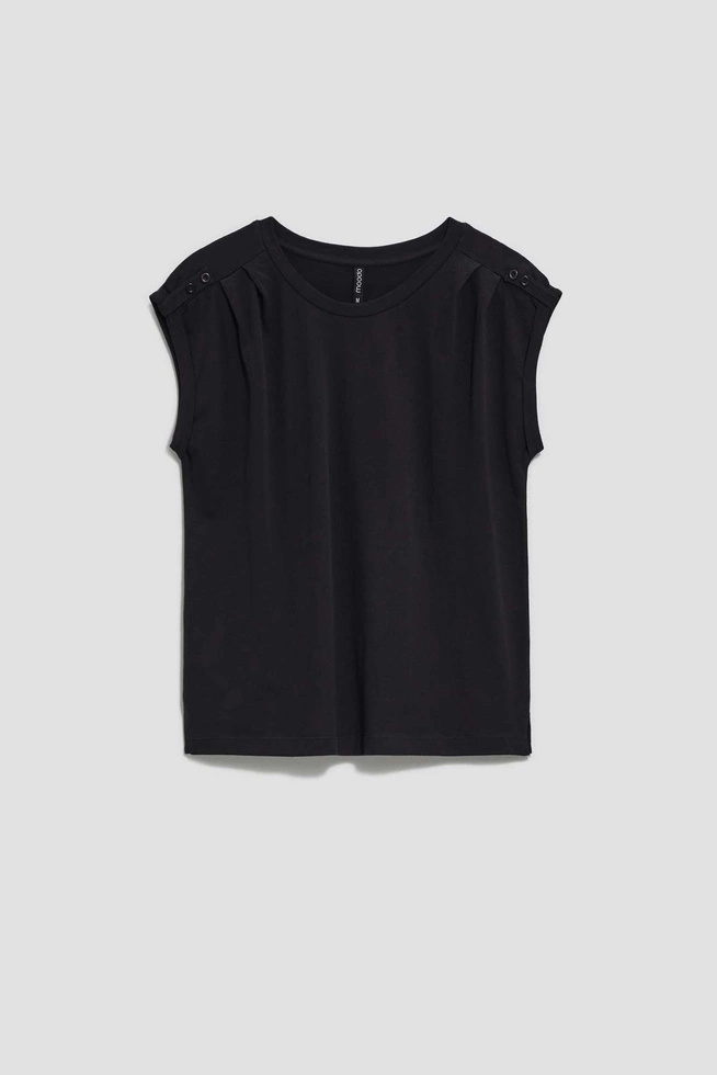 Bawełniana bluzka z krótkim rękawkiem czarna