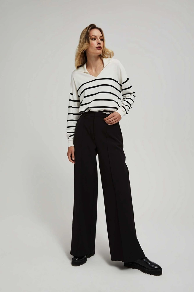 Spodnie w kant z szerokimi nogawkami i średnim stanem czarne