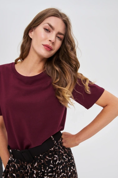 Gładki t-shirt burgunowy