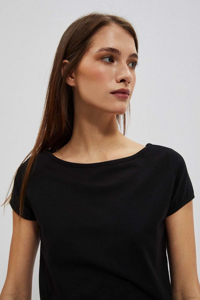 Dopasowany gładki t-shirt czarny